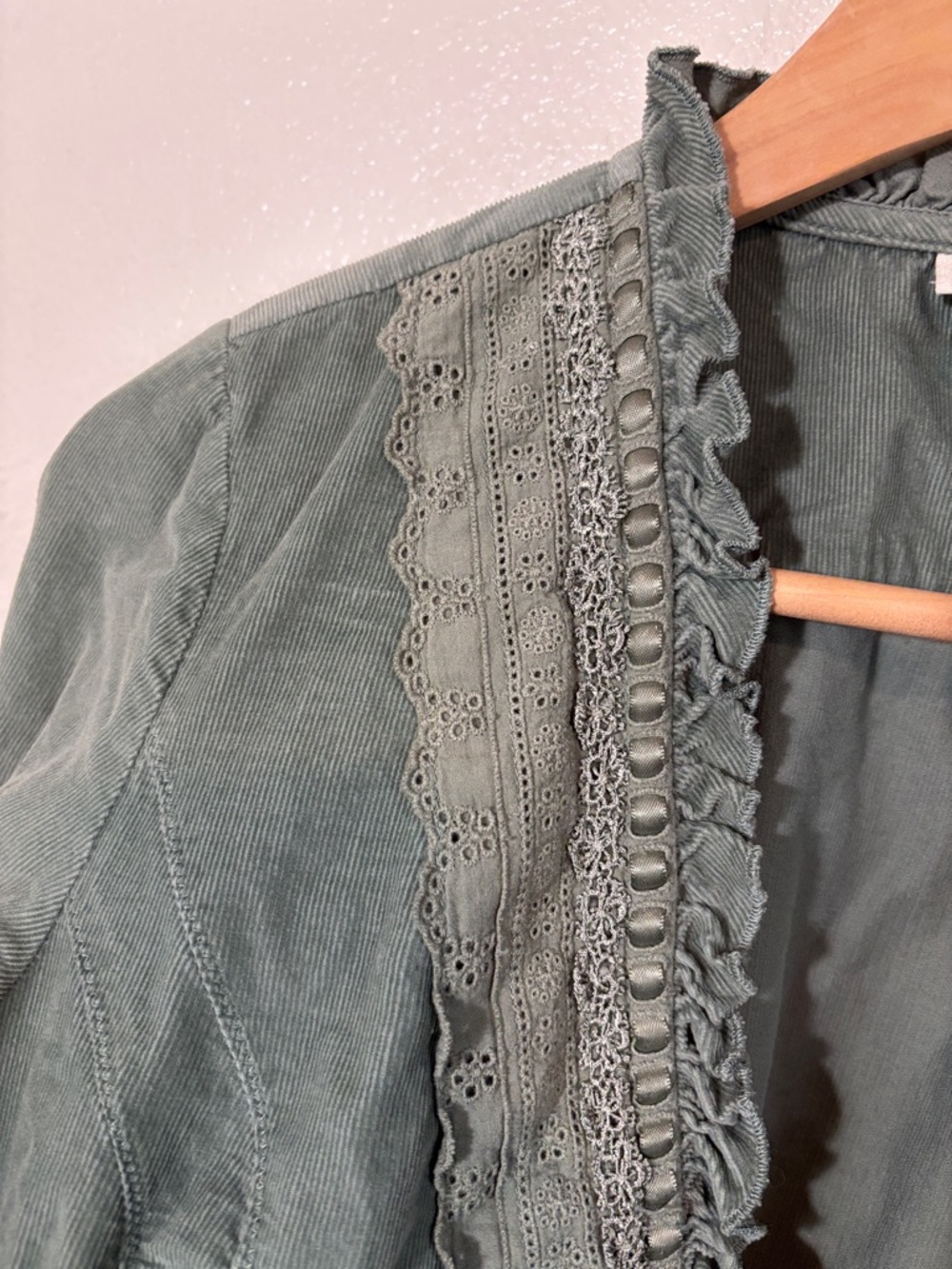 J Jill 100% sage green cotton cropped sleeve corduroy blazer size extra small - Picture 2 of 6